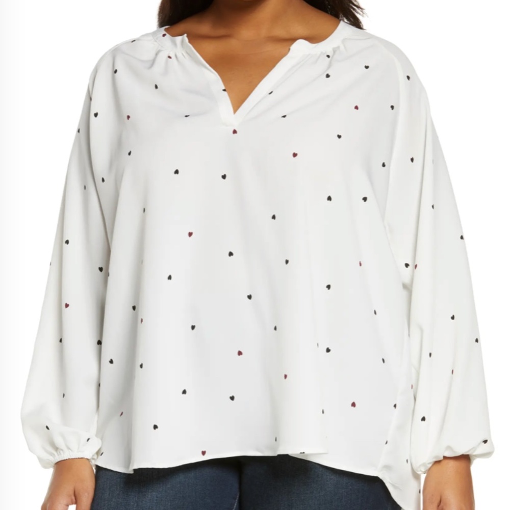 NWT Bobeau Julius Heart Blouse in White